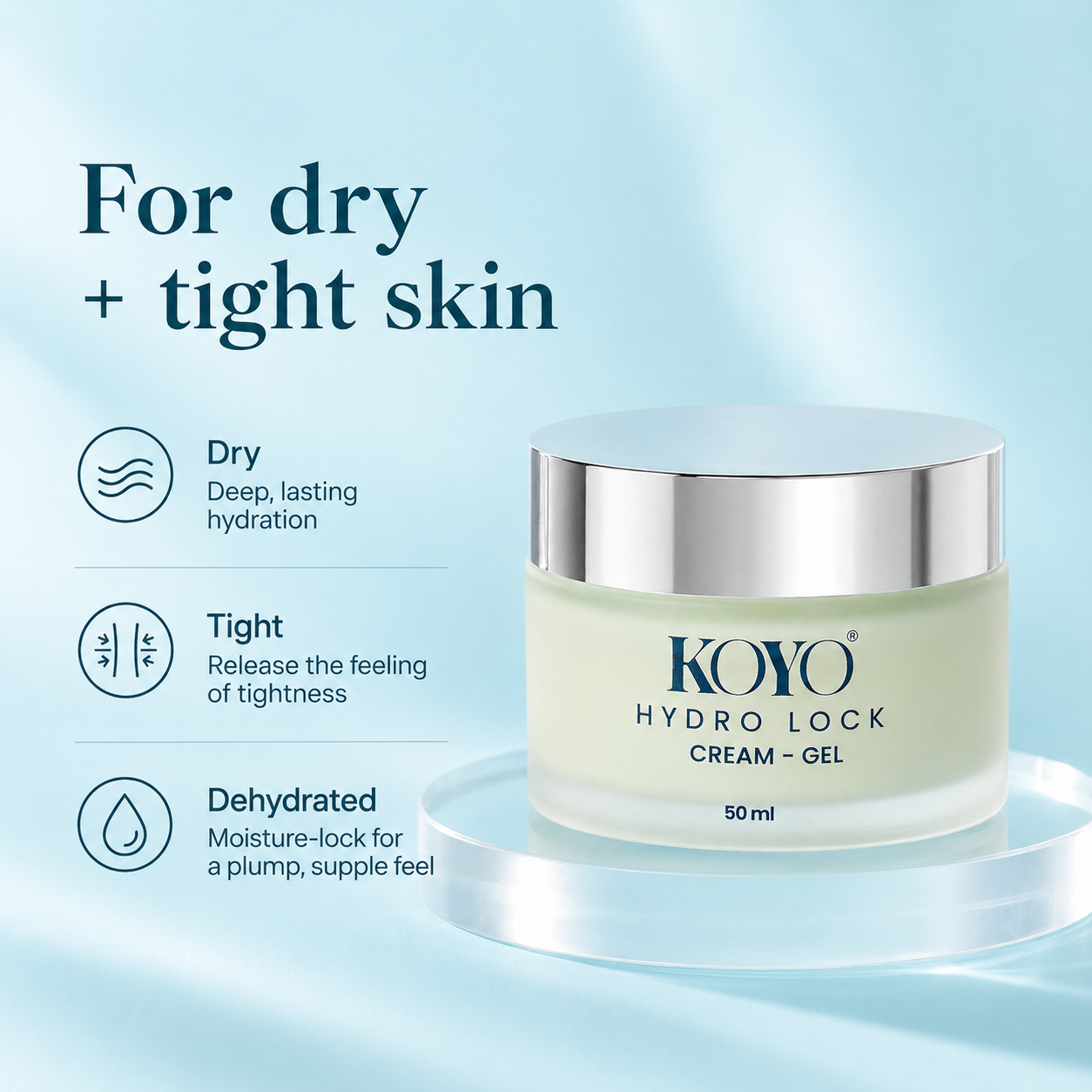 Koyo Hydro Lock Creme Gel for dry and tight skin