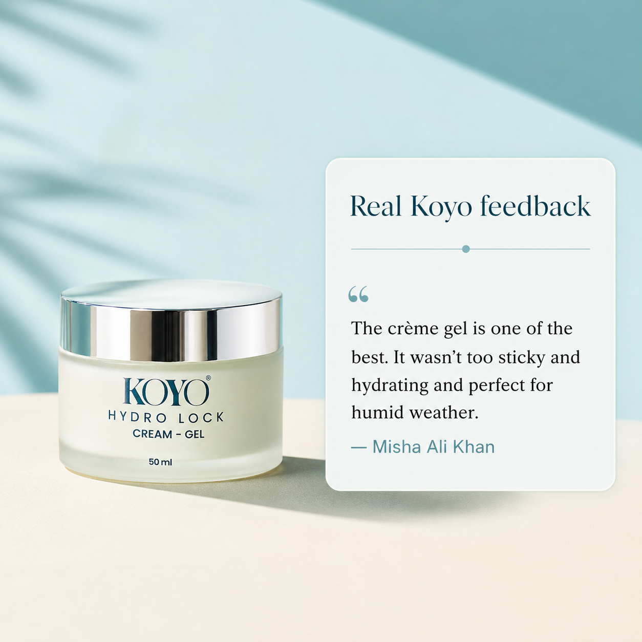 Koyo Hydro Lock Creme Gel customer feedback about sticky feel hydration and humid weather