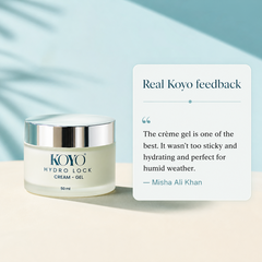 Koyo Hydro Lock Creme Gel customer feedback about sticky feel hydration and humid weather